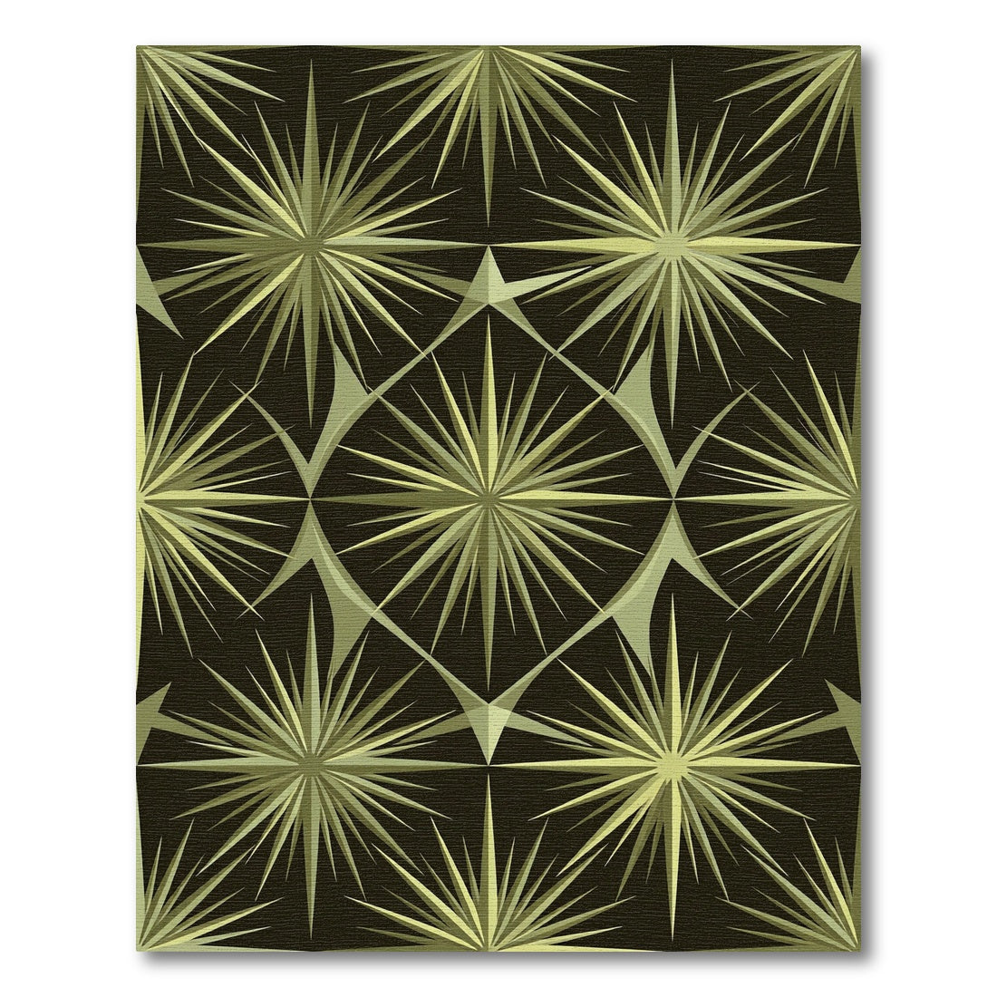 Olive Starburst Geometric Mid-Century Rug