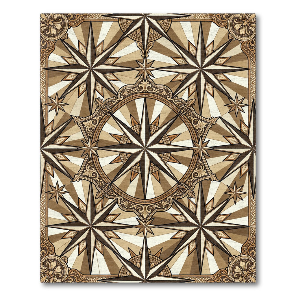 Antique Compass Rose Starburst Rug