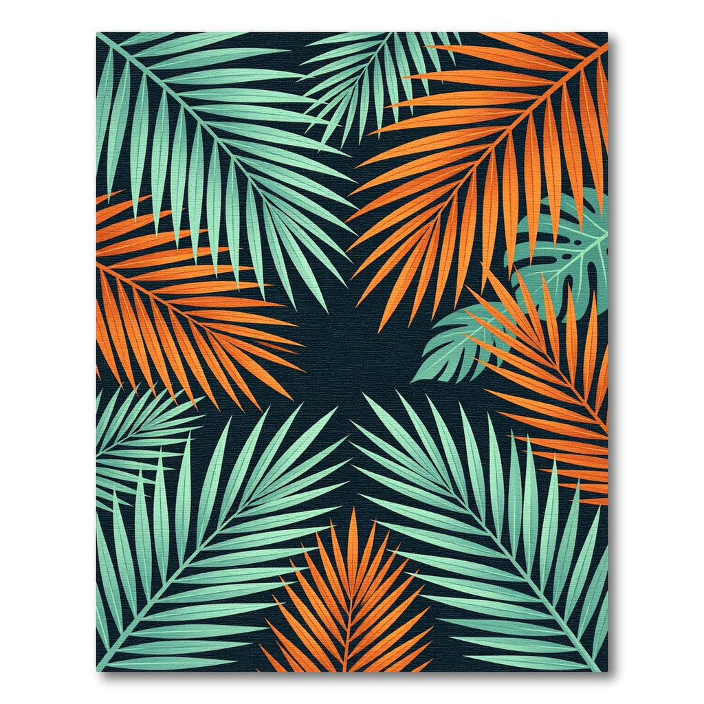 Vibrant Tropical Palm Leaf Duo Rug