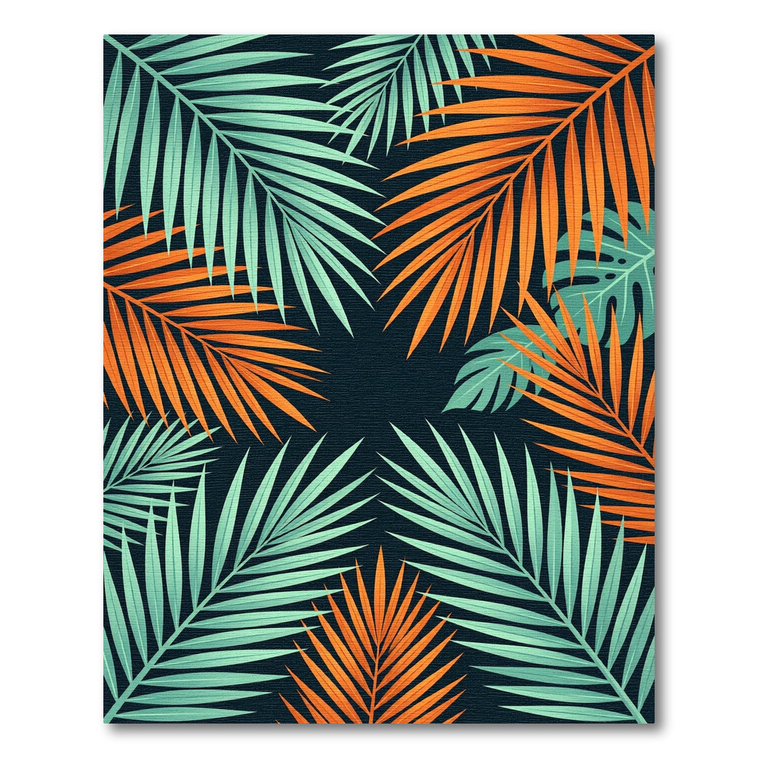 Vibrant Tropical Palm Leaf Duo Rug