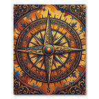 Nautical Orange Blue Compass Rose Rug