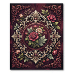 Ornate Crimson Rose Filigree Medallion Rug