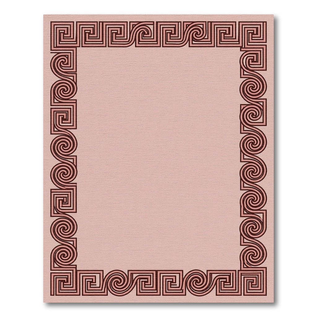 Brown Greek Key Scrolls Border Rug