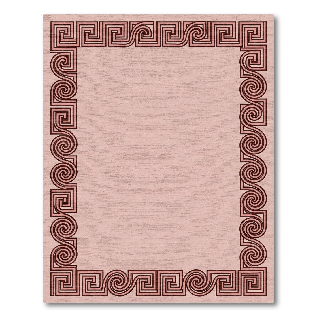 Brown Greek Key Scrolls Border Rug