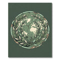 Distressed Sage World Laurel Emblem Rug