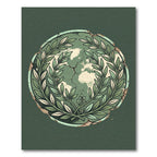 Distressed Sage World Laurel Emblem Rug