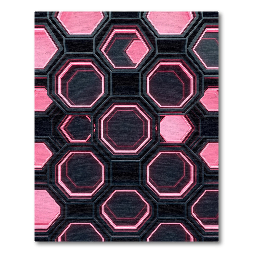Neon Pink Geometric Hexagonal Grid Rug