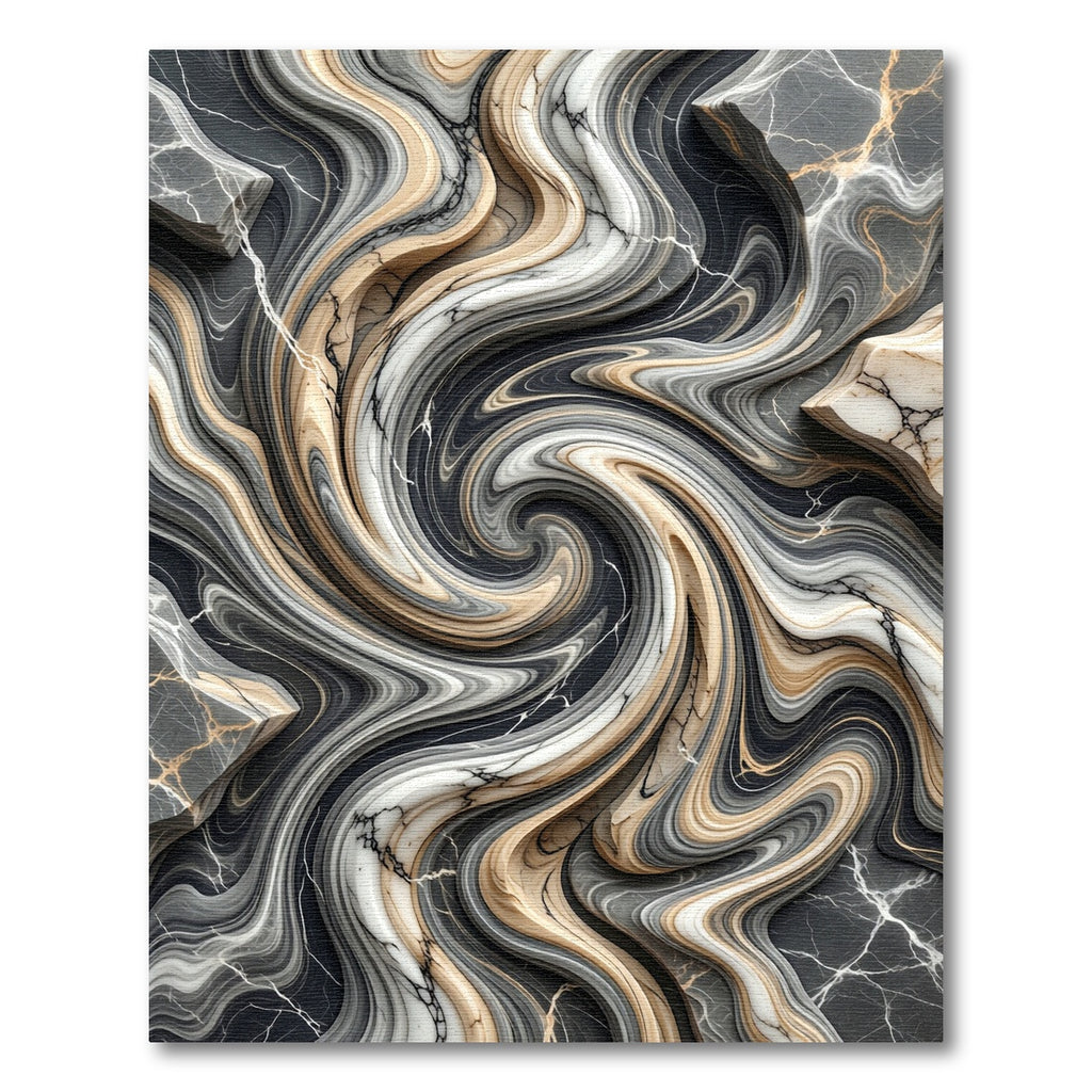Earthy Marble Swirl Abstract Liquid Wave Rug