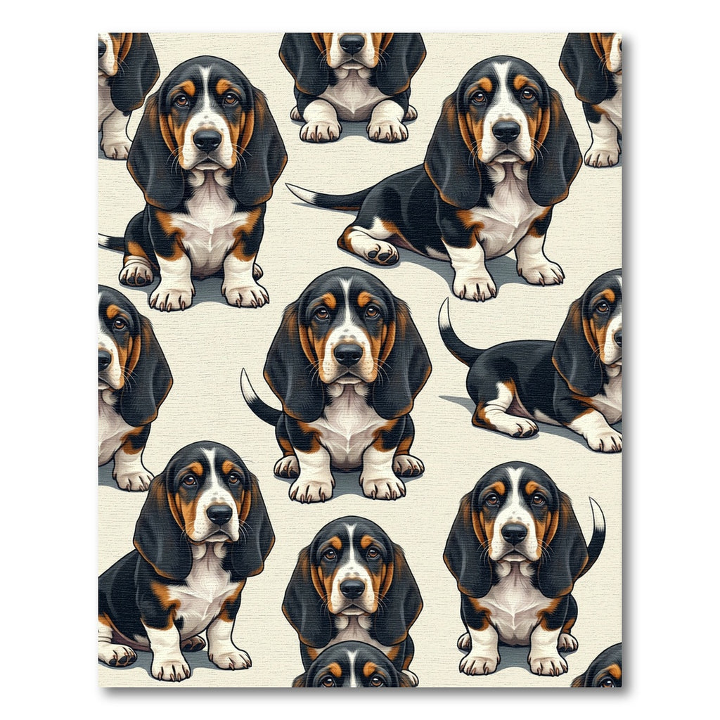 Charming Basset Hound Puppy Illustration Rug