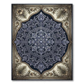 Ornate Blue Golden Floral Medallion Rug