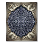 Ornate Blue Golden Floral Medallion Rug
