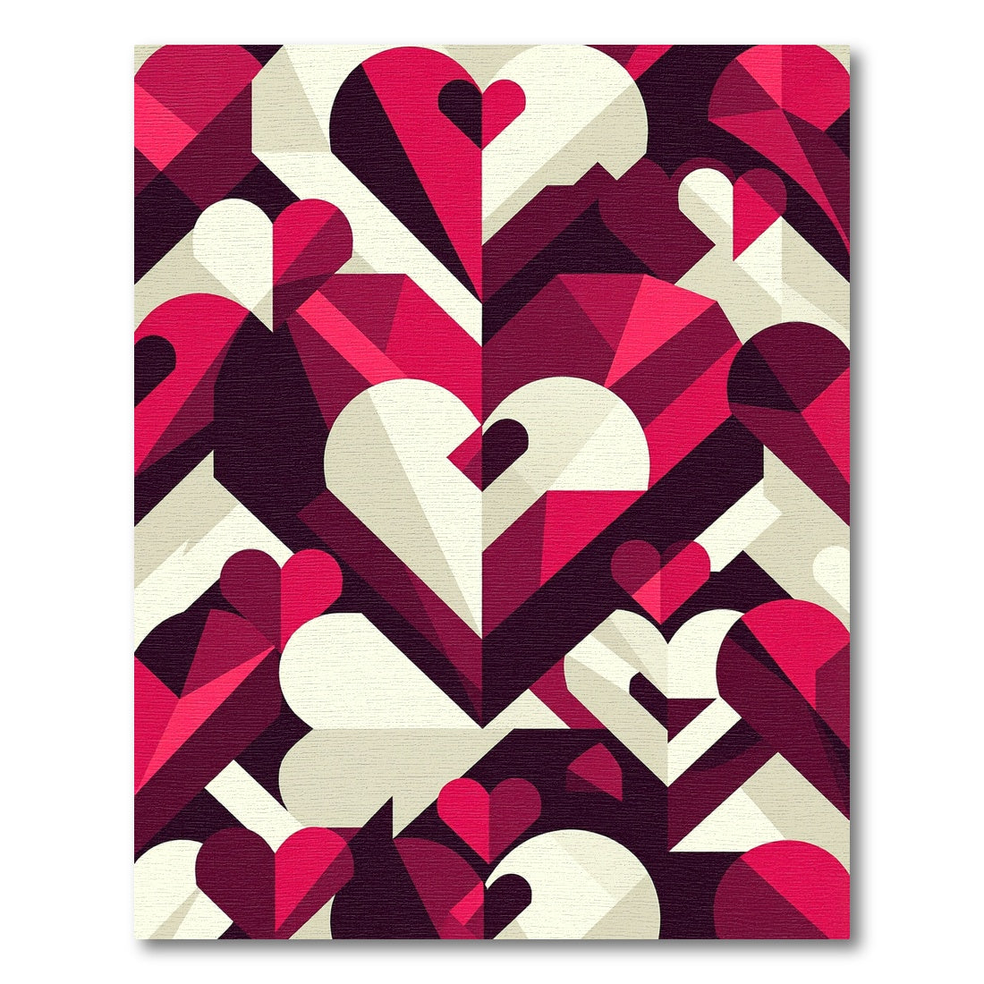 Geometric Crimson Heart Array Rug