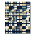 Coastal Navy Blue Plaid Ocean Shore Rug