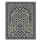 Golden Navy Ornate Islamic Geometric Art Rug