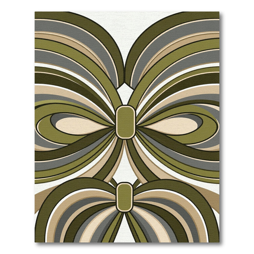 Mid Century Modern Olive Abstract Wave Rug