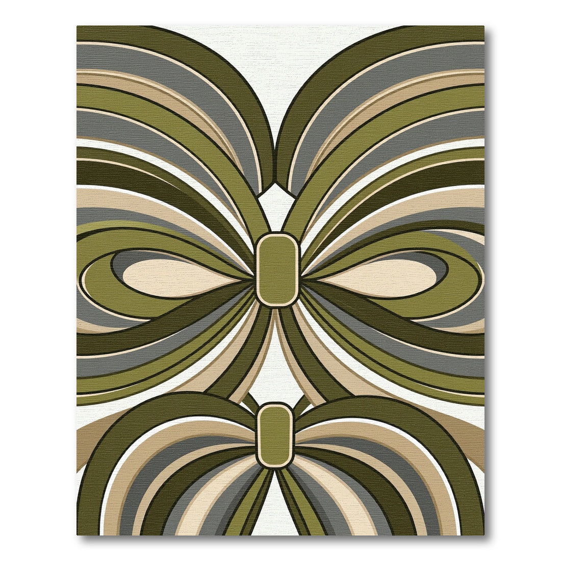 Mid Century Modern Olive Abstract Wave Rug