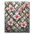 Pink Rose Trellis Lattice Garden Rug
