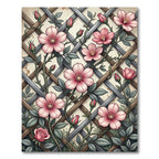 Pink Rose Trellis Lattice Garden Rug