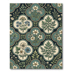 Botanical Sage Green Gilded Quatrefoil Rug