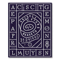 Dark Blue Alphabet Spiral Graphic Rug