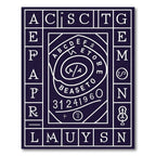 Dark Blue Alphabet Spiral Graphic Rug