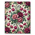 Romantic Crimson Floral Botanical Garland Rug