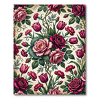 Romantic Crimson Floral Botanical Garland Rug