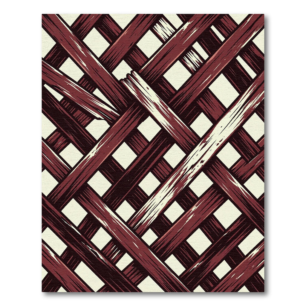 Dark Crimson Woven Lattice Grid Rug