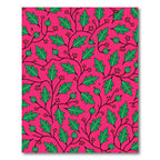Vibrant Green Leafy Vine Red Flowers Rug