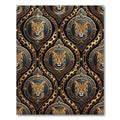 Majestic Leopard Gold Circle Emblem Rug