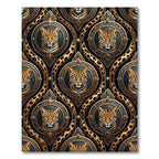 Majestic Leopard Gold Circle Emblem Rug
