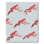 Playful Terracotta Frog Leap Illustration Rug