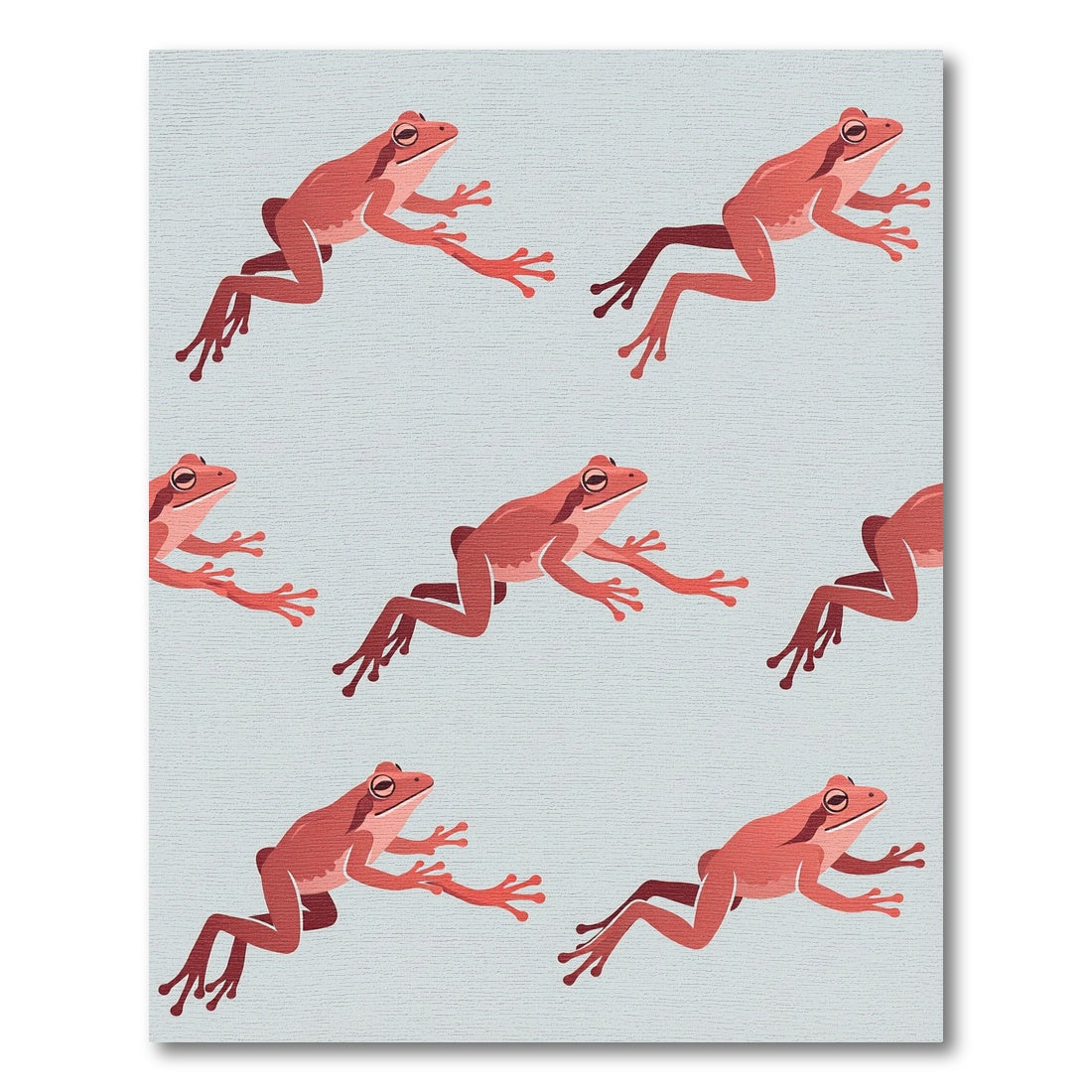 Playful Terracotta Frog Leap Illustration Rug