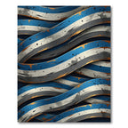 Abstract Navy and Gold Woven Ribbons Rug