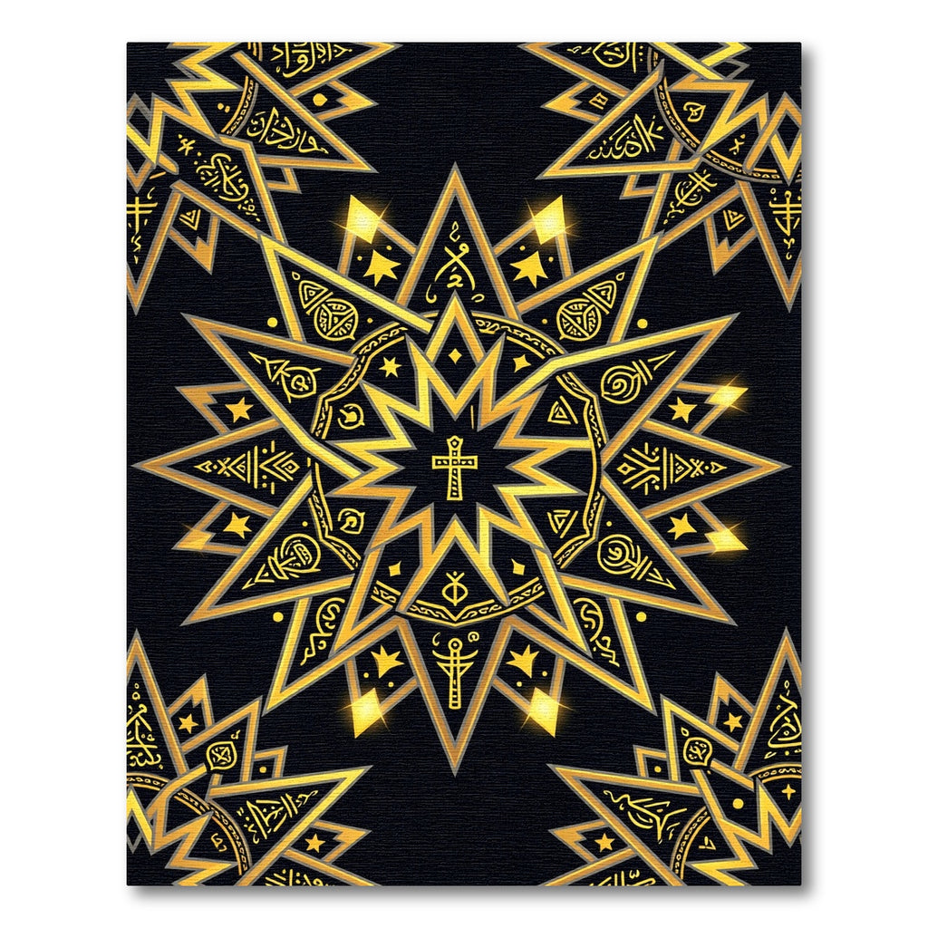 Gilded Celestial Cross Star Medallion Rug