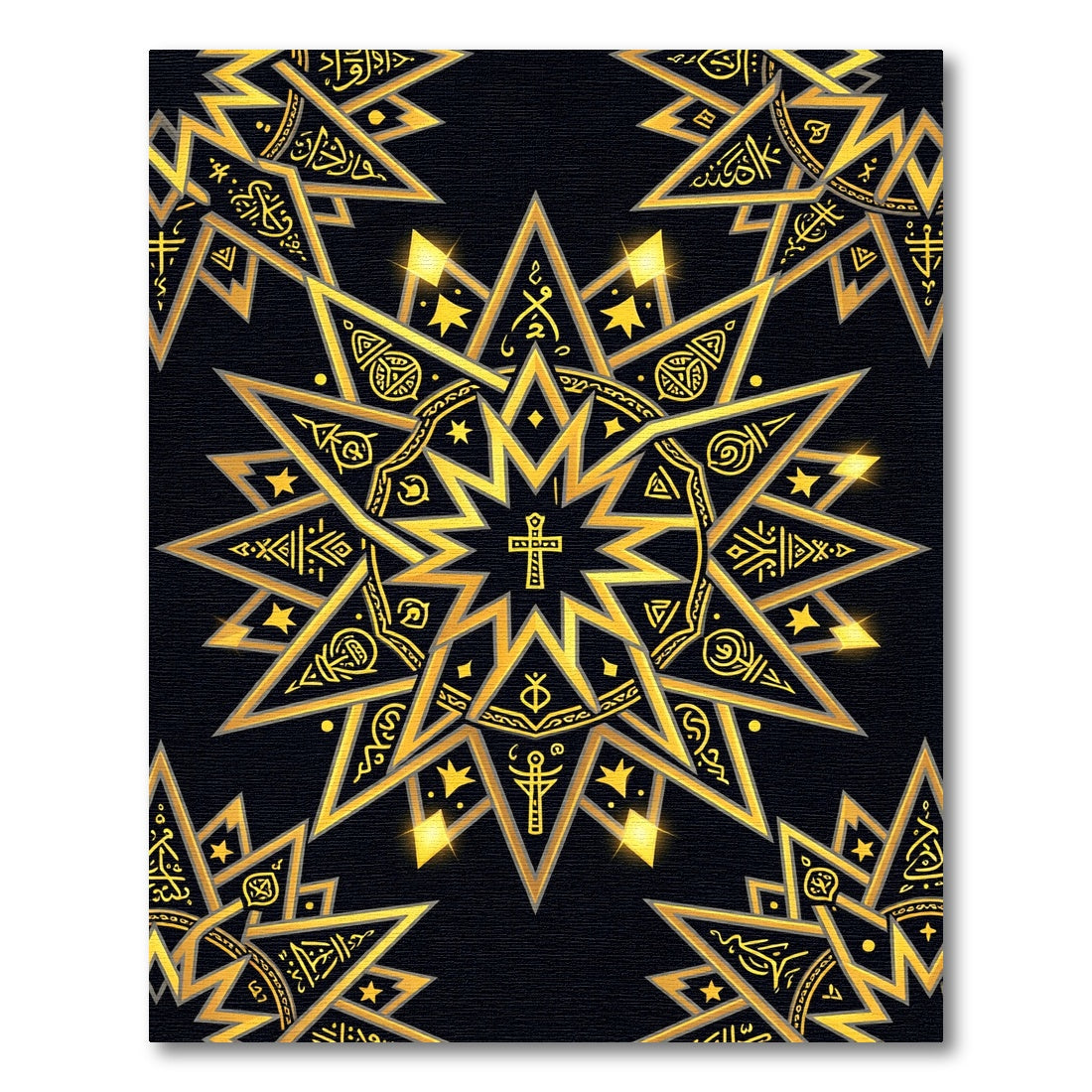 Gilded Celestial Cross Star Medallion Rug