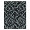 Black Damask Crown Floral Grey Rug