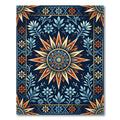 Celestial Navy Amber Floral Sun Medallion Rug