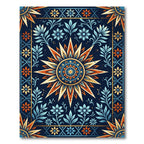 Celestial Navy Amber Floral Sun Medallion Rug