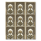 Golden Lotus Floral Arch Wall Art Rug