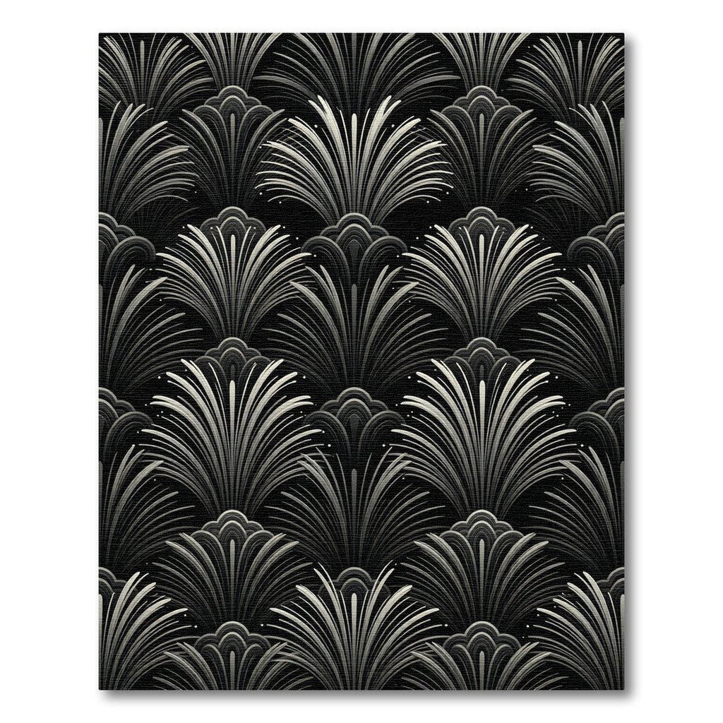 Art Deco Gray Fanburst Pattern Rug
