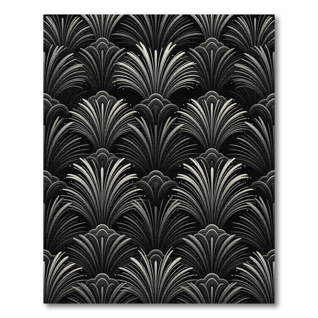 Art Deco Gray Fanburst Pattern Rug