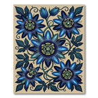 Art Nouveau Sapphire Passion Flower Botanical Rug
