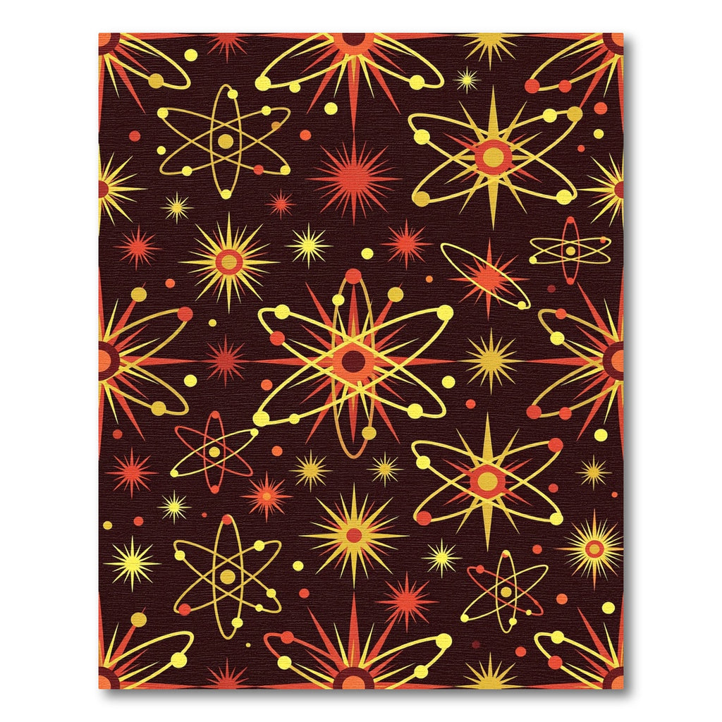 Atomic Stars Red Yellow Orbit Rug