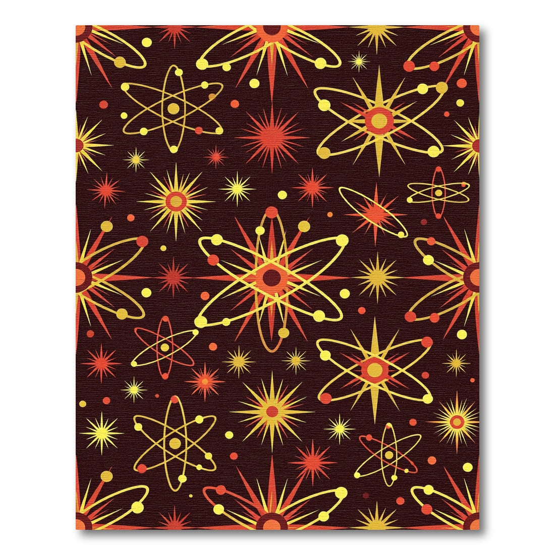 Atomic Stars Red Yellow Orbit Rug