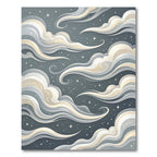 Celestial Cream and Charcoal Swirling Clouds Rug