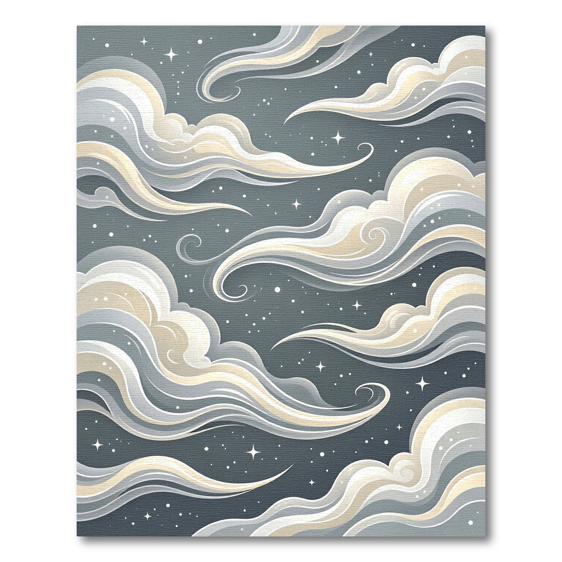 Celestial Cream and Charcoal Swirling Clouds Rug