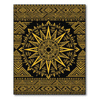 Golden Sunburst Geometric Ethnic Art Rug