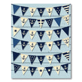 Nautical Navy Cream Anchor Pennant Banner Rug