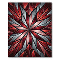 Crimson Silver Faceted Starburst Rug